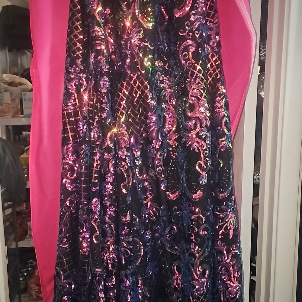 Black and Pink Sequin Dress